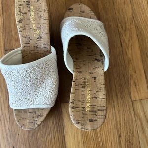 Women's Montego Bay Club Cork Wedge Platform Sandals Tan Slip Size 9